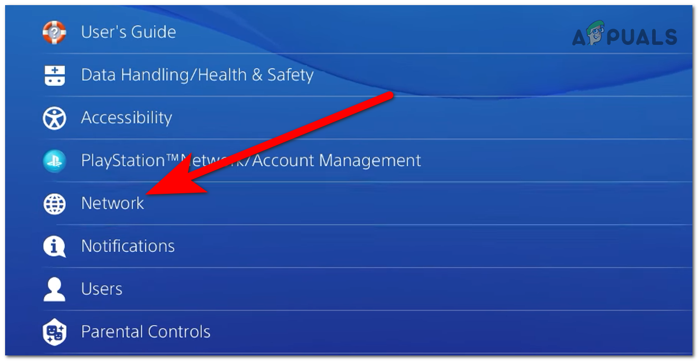 Accessing the Network settings