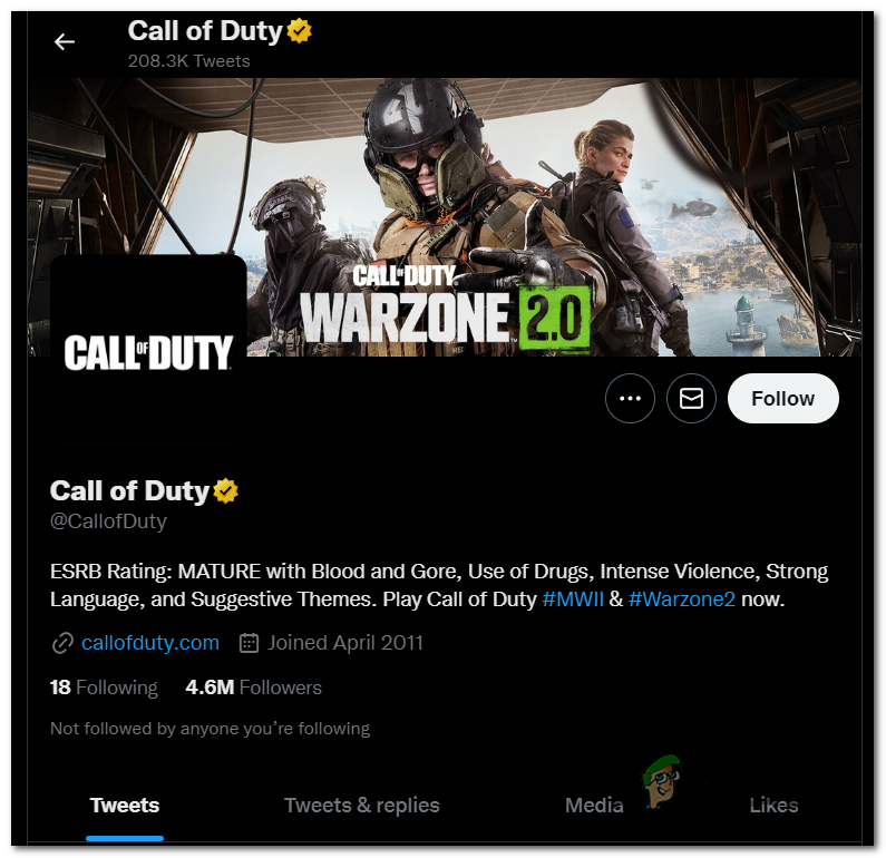 Checking the official Twitter account