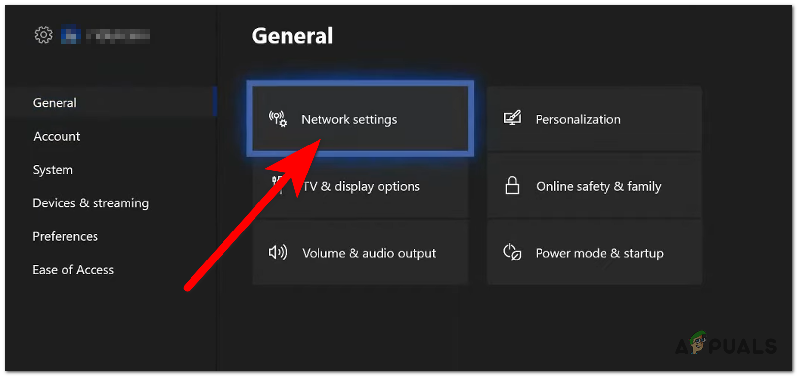 Accessing the Network settings