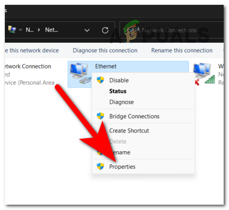 Opening the Properties menu