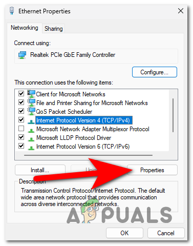 Opening the Properties of IPv4