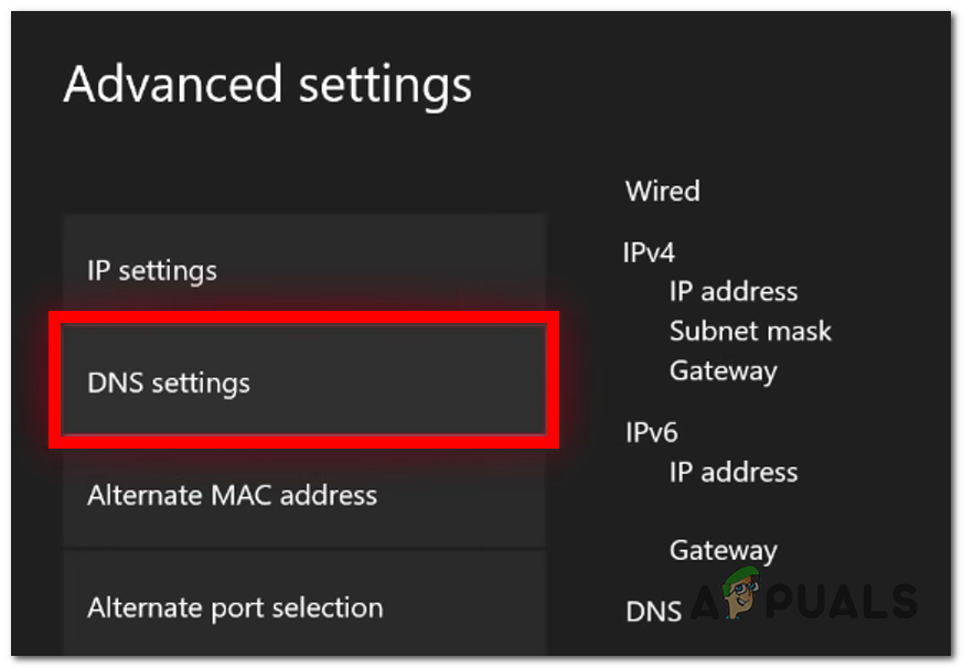 Accessing the DNS settings