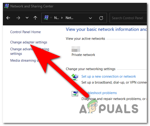 Accessing the adapter settings