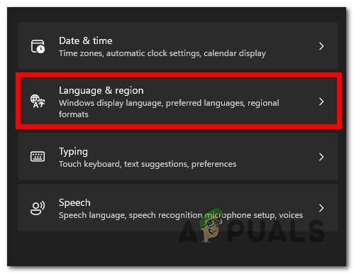 Opening the Language & region menu