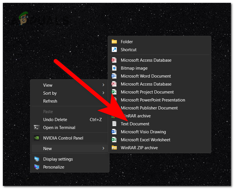 Creating a new Text document