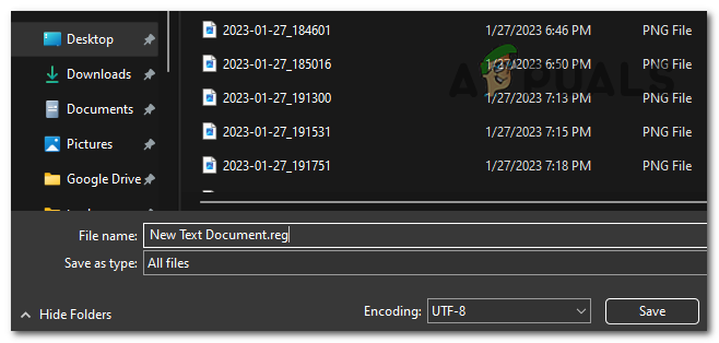 Changing the file from text document to Registry Entry
