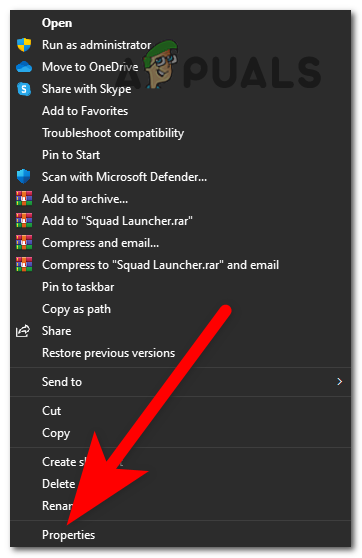 Opening the Squad Properties