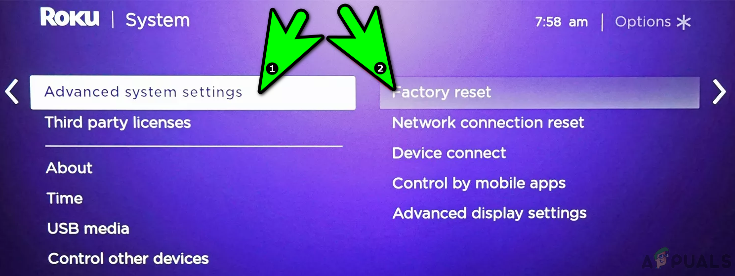 Factory Reset the Roku Device