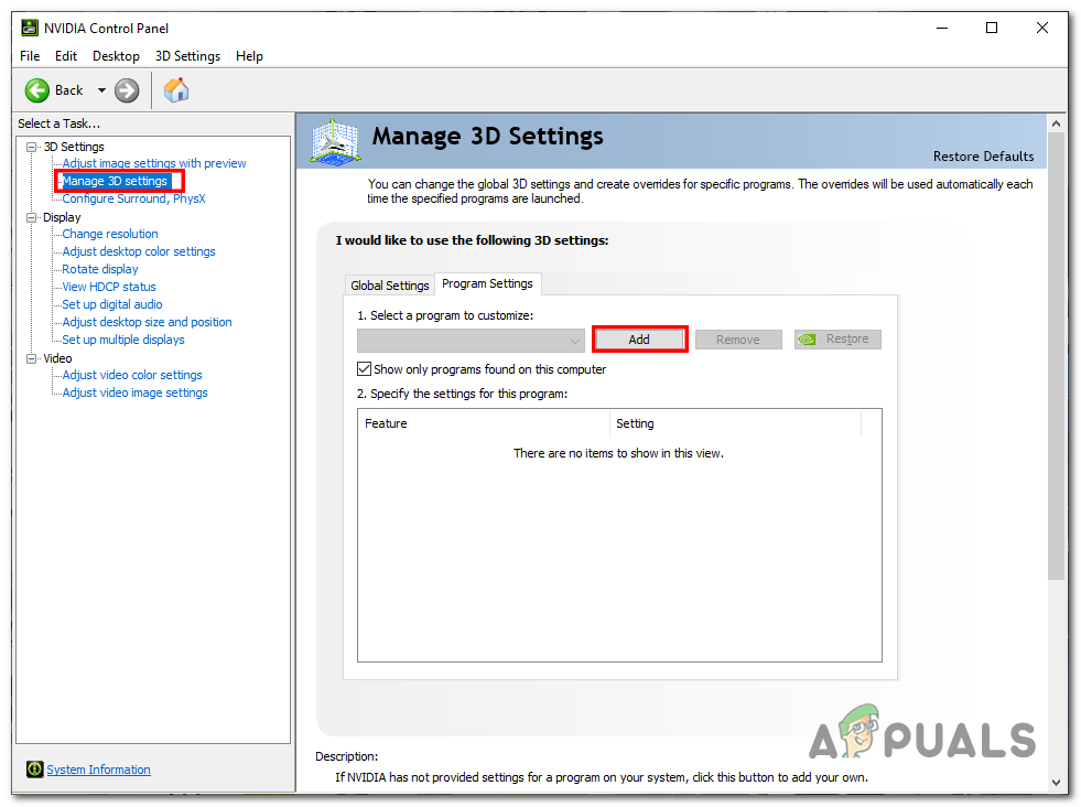 Running the game on dedicated graphics card via the Nvidia Control panel