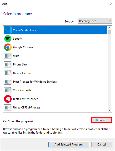 Clicking on the "browse" button to add the NFS: Unbound to the list