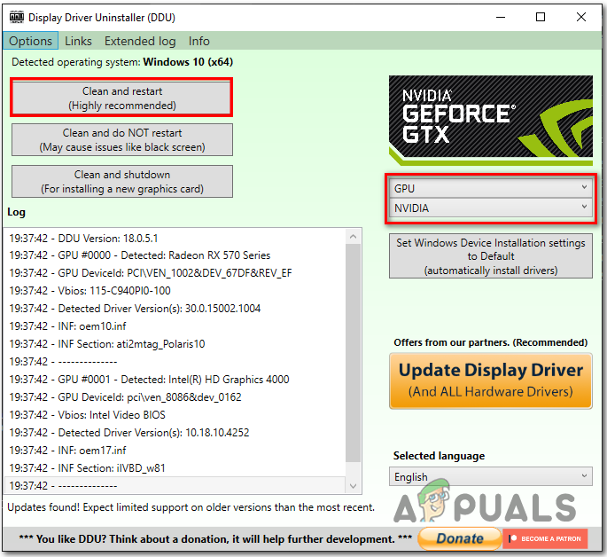 Selecting the vendor and type of manufacturer in the DDU 