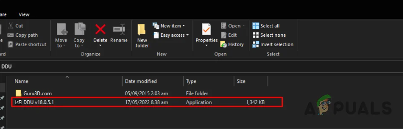 Launching the Display driver uninstaller