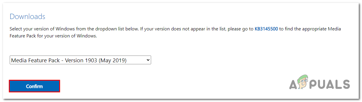 Selecting the version of media feature pack 