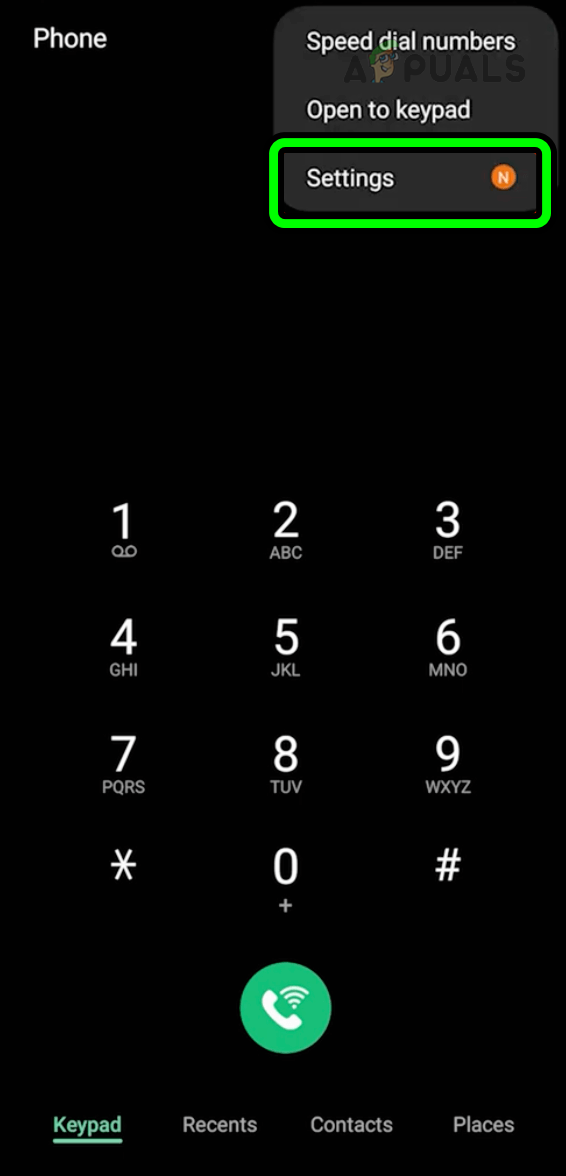 Open Settings in the Phone App of Your Android Phone