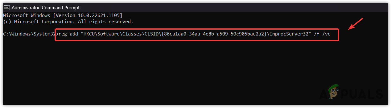Adding a Registry Key to enable old classic menu via command prompt