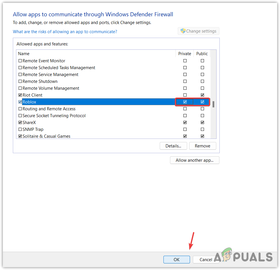 Allowing Roblox from Windows firewall