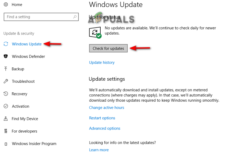 Checking an available Windows Update