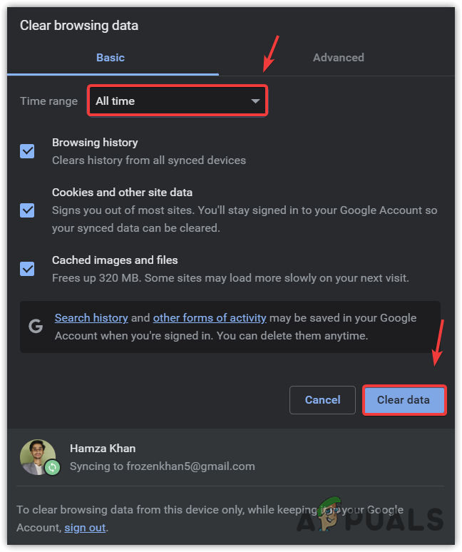 Clearing browsing data