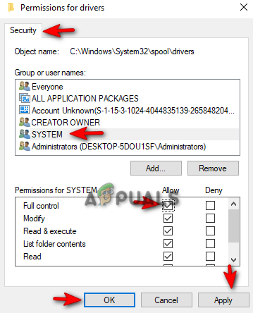 Confirming changes to System permissions