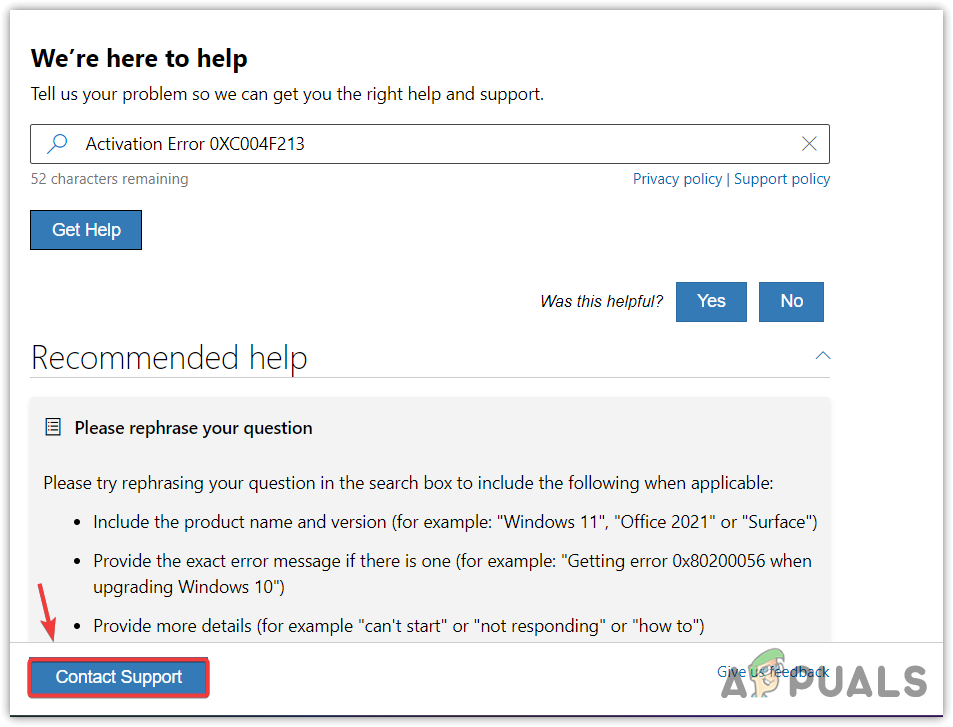 Contacting Microsoft Support