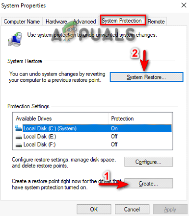Creating restore point