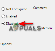 Disabling&nbsp; the Prevent the usage of OneDrive for file storage policy