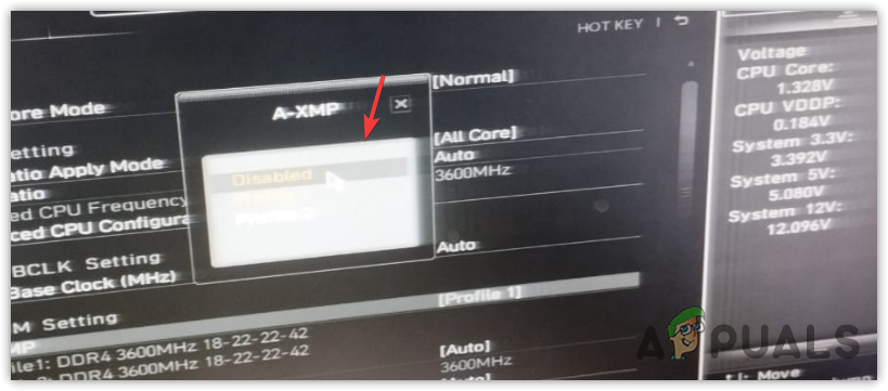 Disabling XMP from bios settings
