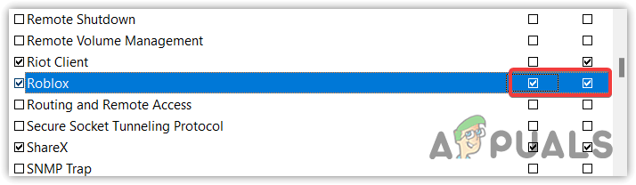 Ensuring Roblox is allowed from the firewall settings