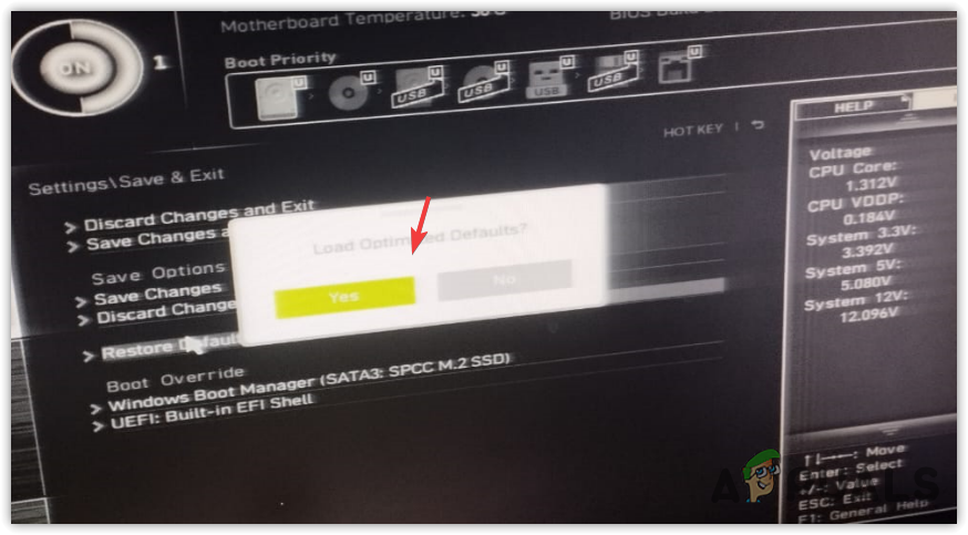 Factory resetting bios settings