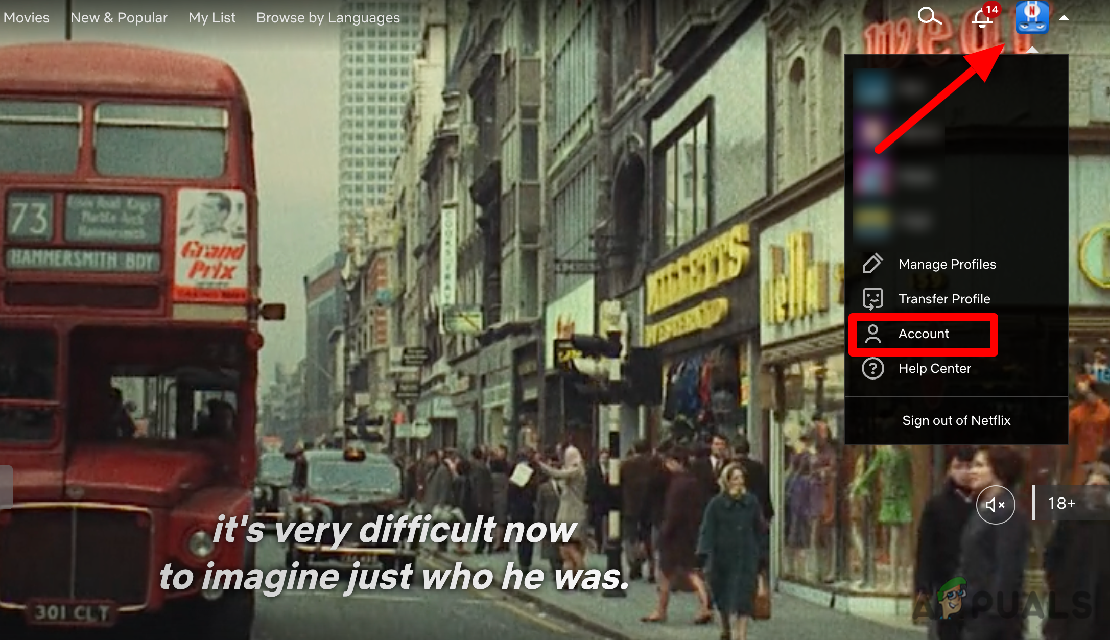 Click on Account from the context menu