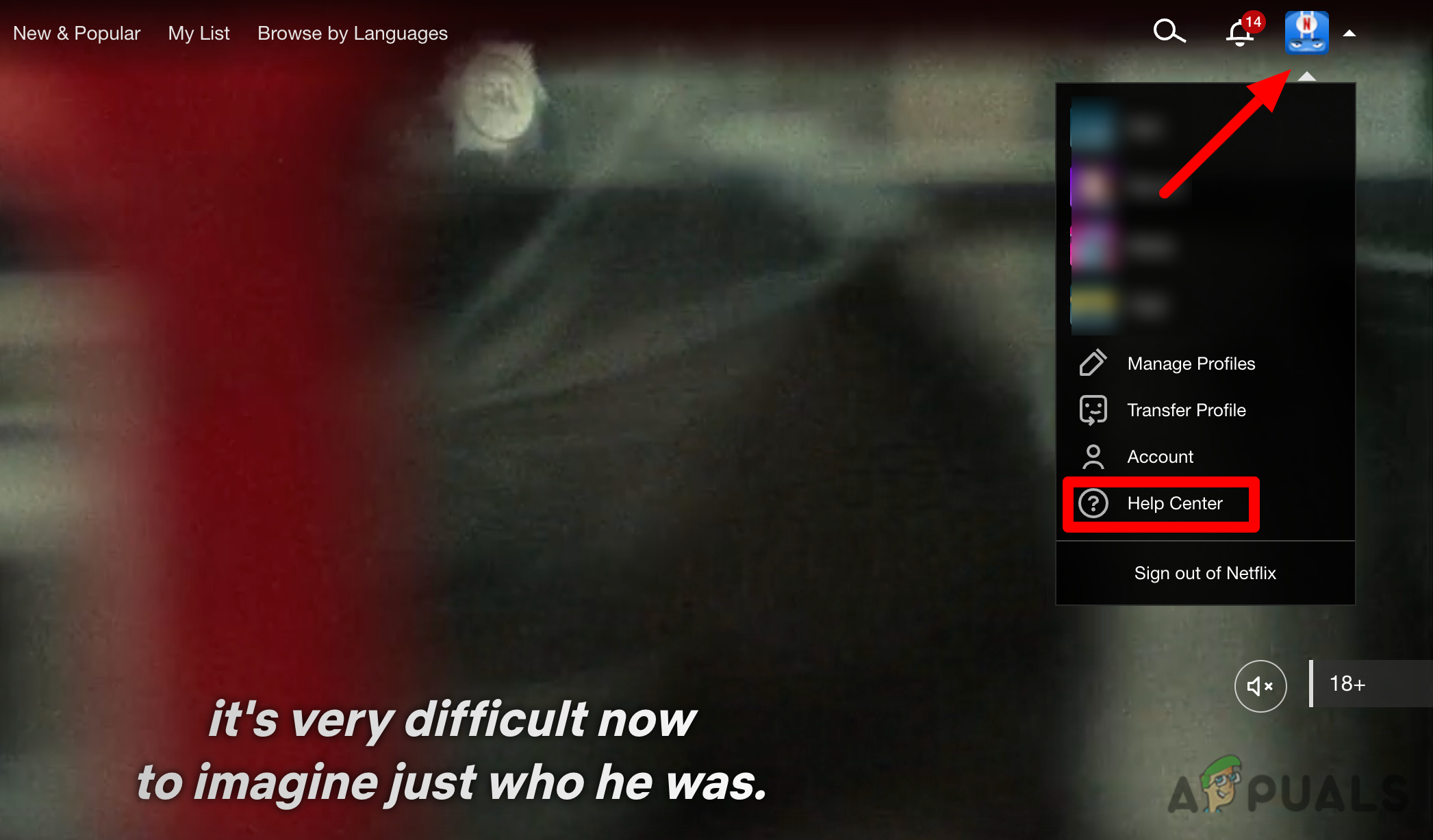 Open the drop down menu and access the Help Center