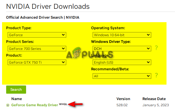 Manually searching the latest Display Driver
