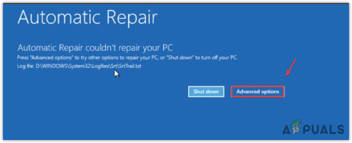 Navigating to Advanced options