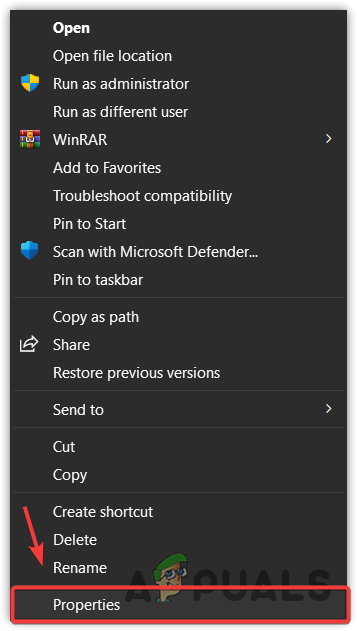 Navigating to Cyberpunk shortcut properties