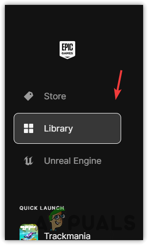 Navigating to Epic Games Library