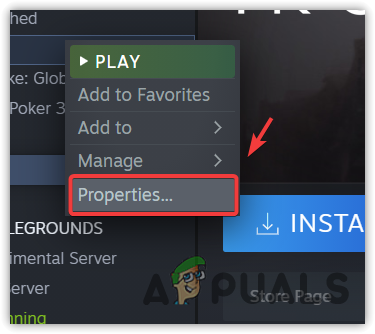Navigating to Game properties