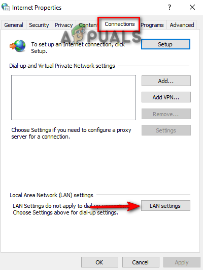 Opening LAN Settings