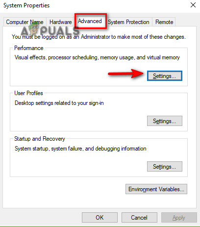 Opening Performance Settings