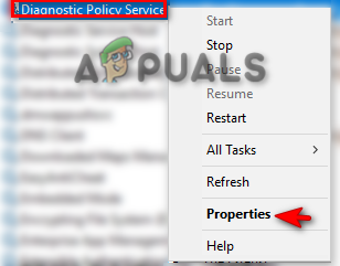 Opening the Diagnostic Policy Service Properties