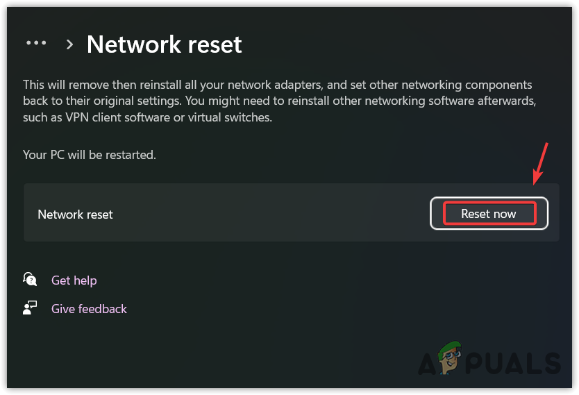 Resetting Network settings