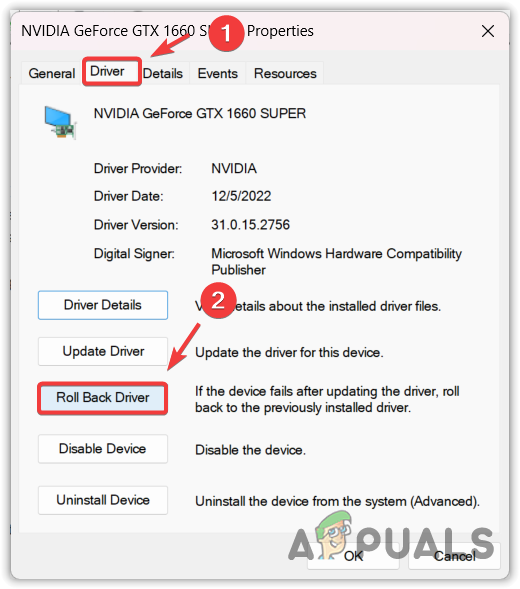 Roll backing the Graphics driver