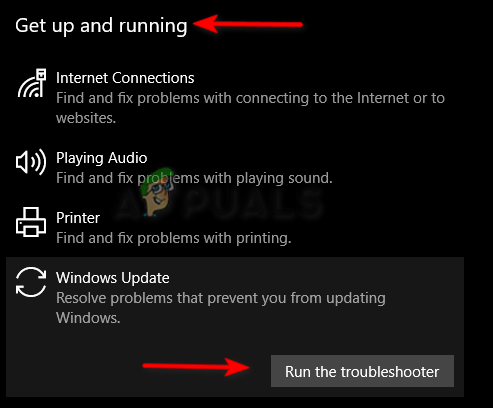 Running the Windows Update Troubleshooter