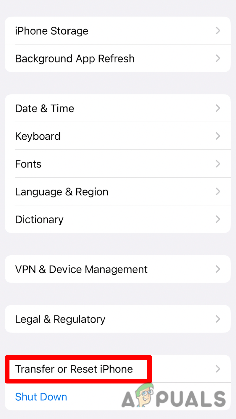 Tap on Transfer and Reset