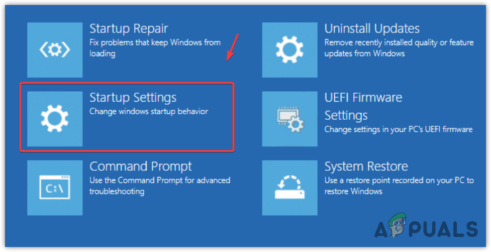 Selecting Startup Settings