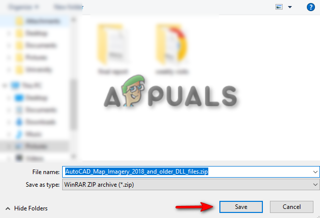 Selecting the folder to download the file