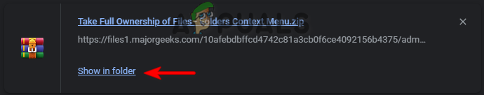 Showing zip file in the folder