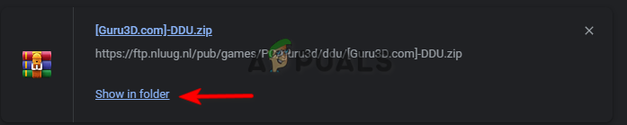 Showing zip file in the folder