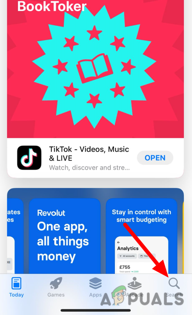 Searching for the app