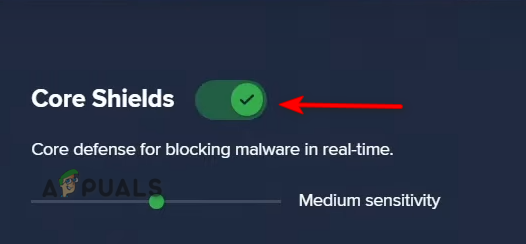 Turning on Avast Core Shield