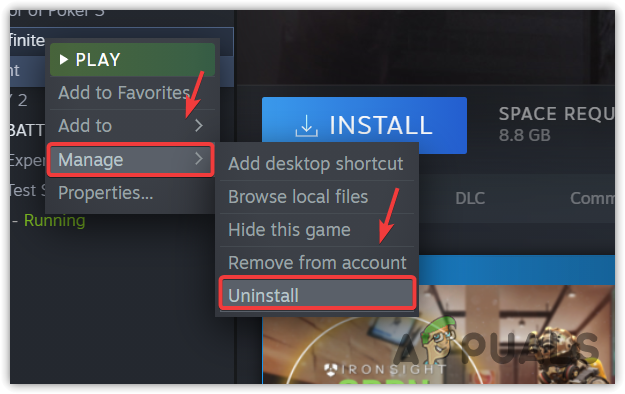 Uninstalling Cyberpunk 2077 from Steam